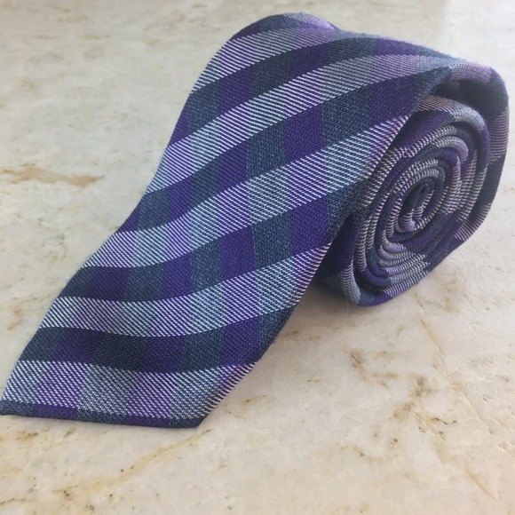 1901 Silk / Wool Blue Purple Regiment Tie - Picture 9 of 10